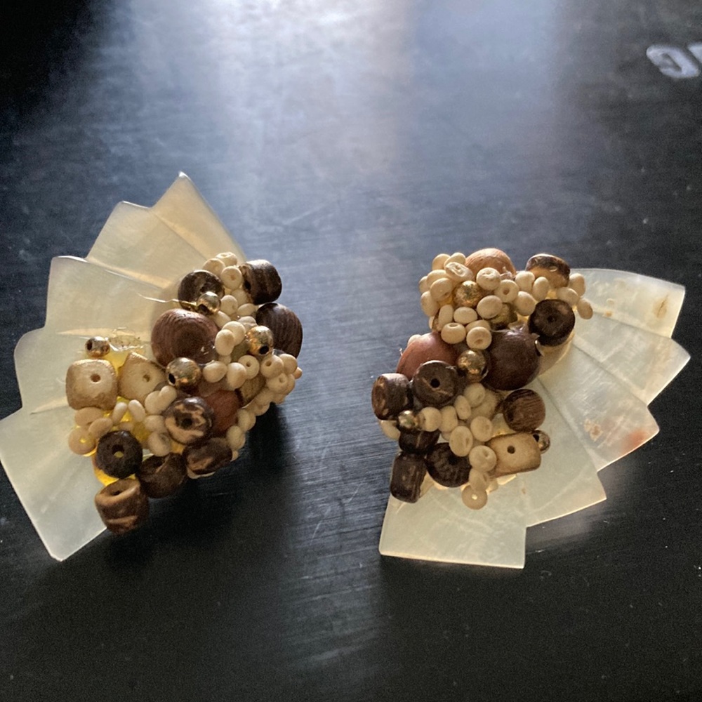 Beaded Statement Earrings Pierced - image 1